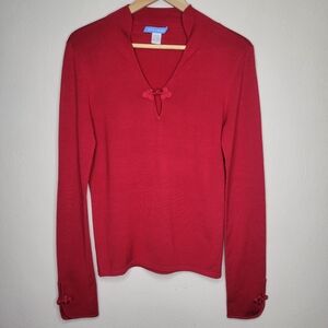 White + Warren Silk Blend V-Neck Stretch Knitwear Top Size Small